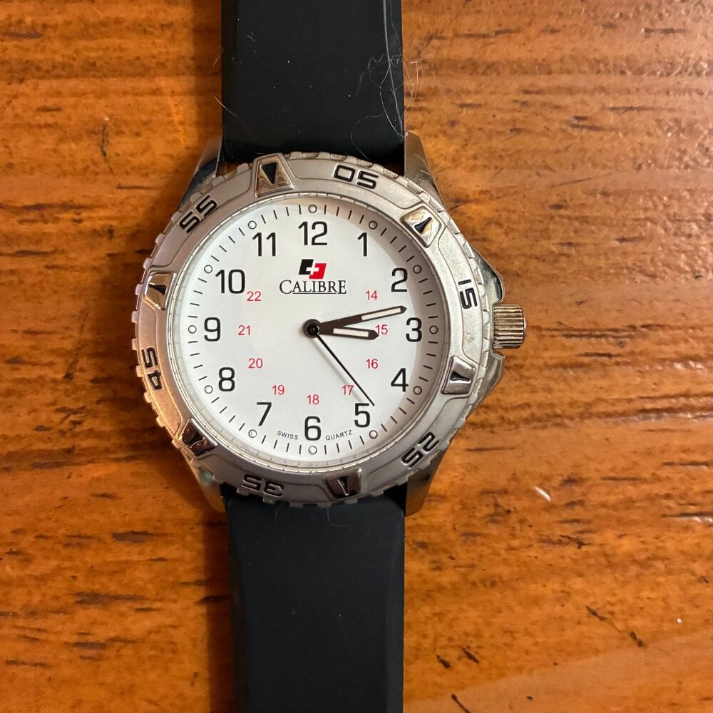 STYLISH Calibre Men's Sea Wolf Stainless Steel and Silicone Watch